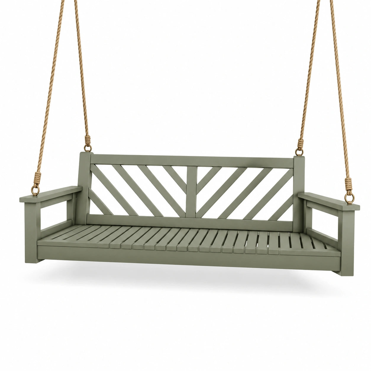 Dondolo da Veranda in Legno Verde con Corde