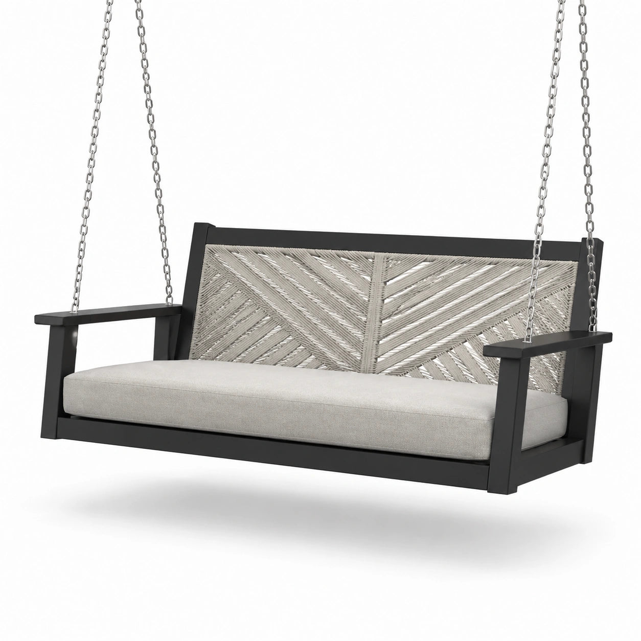 Dondolo da Veranda con Struttura in Metallo e Corda Intrecciata Grigio e Nero