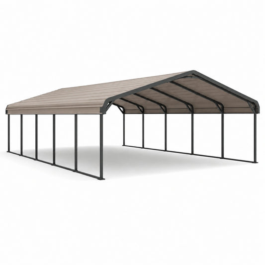 Tettoia in Metallo con Struttura in Acciaio 600x300x250 cm Grigio e Bronzo