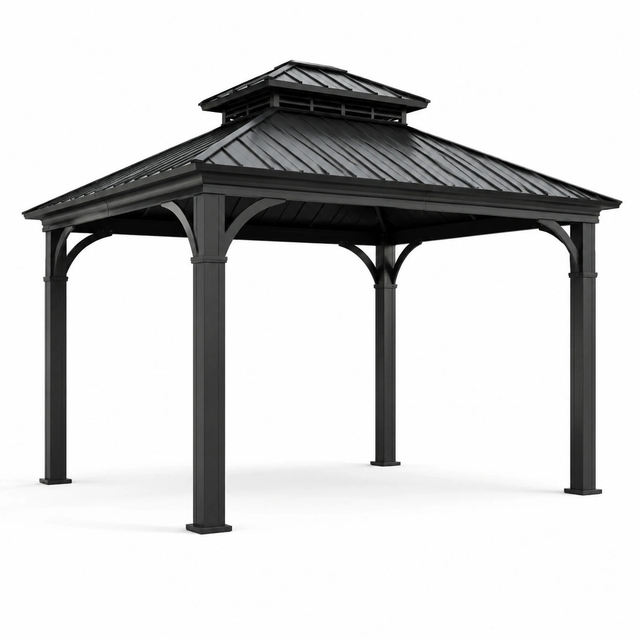 Gazebo quadrato in alluminio e acciaio nero 3x3 m