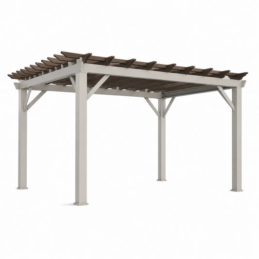 Pergolato rettangolare in acciaio 300x400 cm beige e marrone